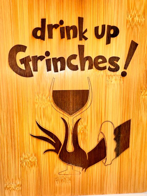 Drink Up Grinches Charcuterie Board